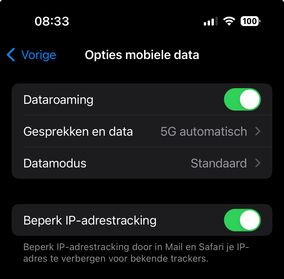 De opties voor dataroaming